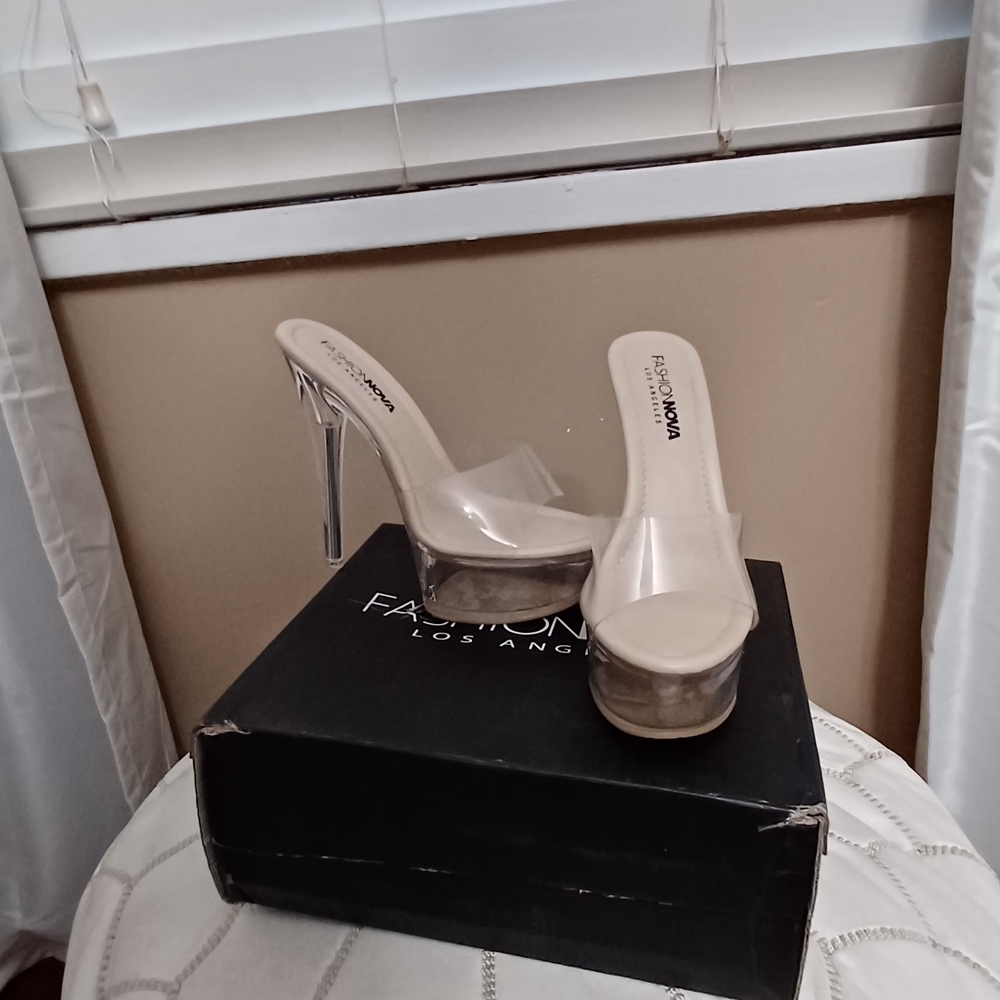 Fashion Nova Transparent Nude Heels